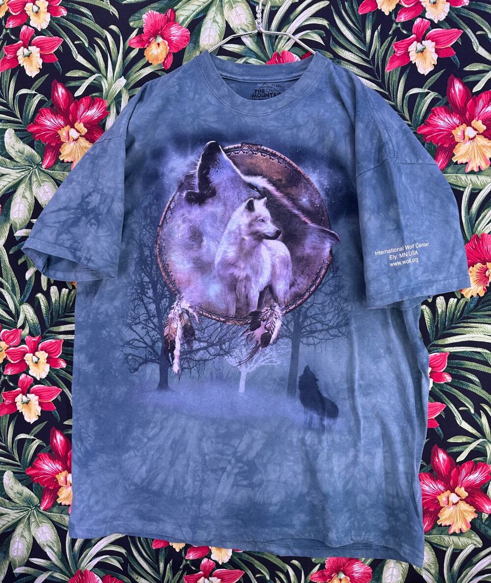 Y2K 2009 The Mountain Dream Catcher Wolf Print Tee Size 2XL